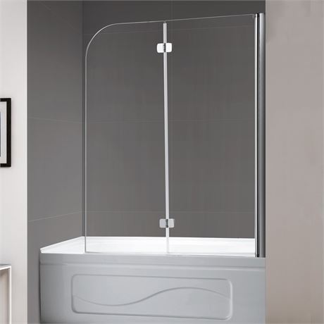 1241 - 36in Frameless Hinged Tub Shower Door Swing Bathtub Screen